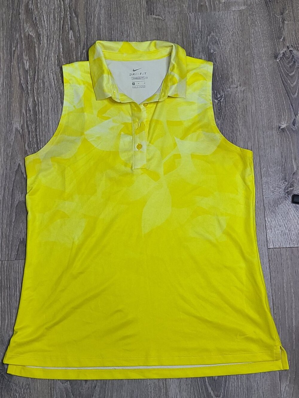 Nike Dri-FIT Victory Sleeveless Printed Golf Polo Shirt Yellow - Size M